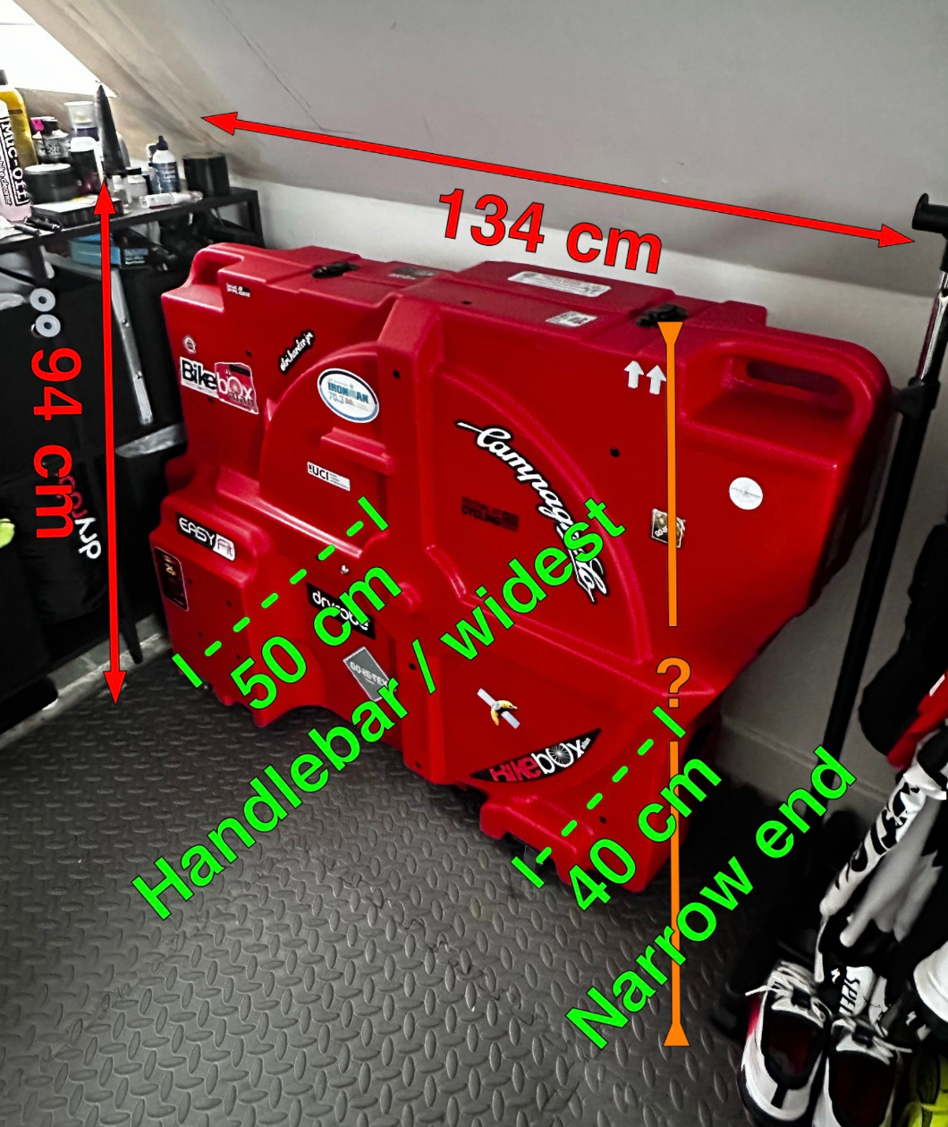 Bike Box Alan Triathlon Aero Easyfit dimensions 134cm length 94cm height for hire car packing
