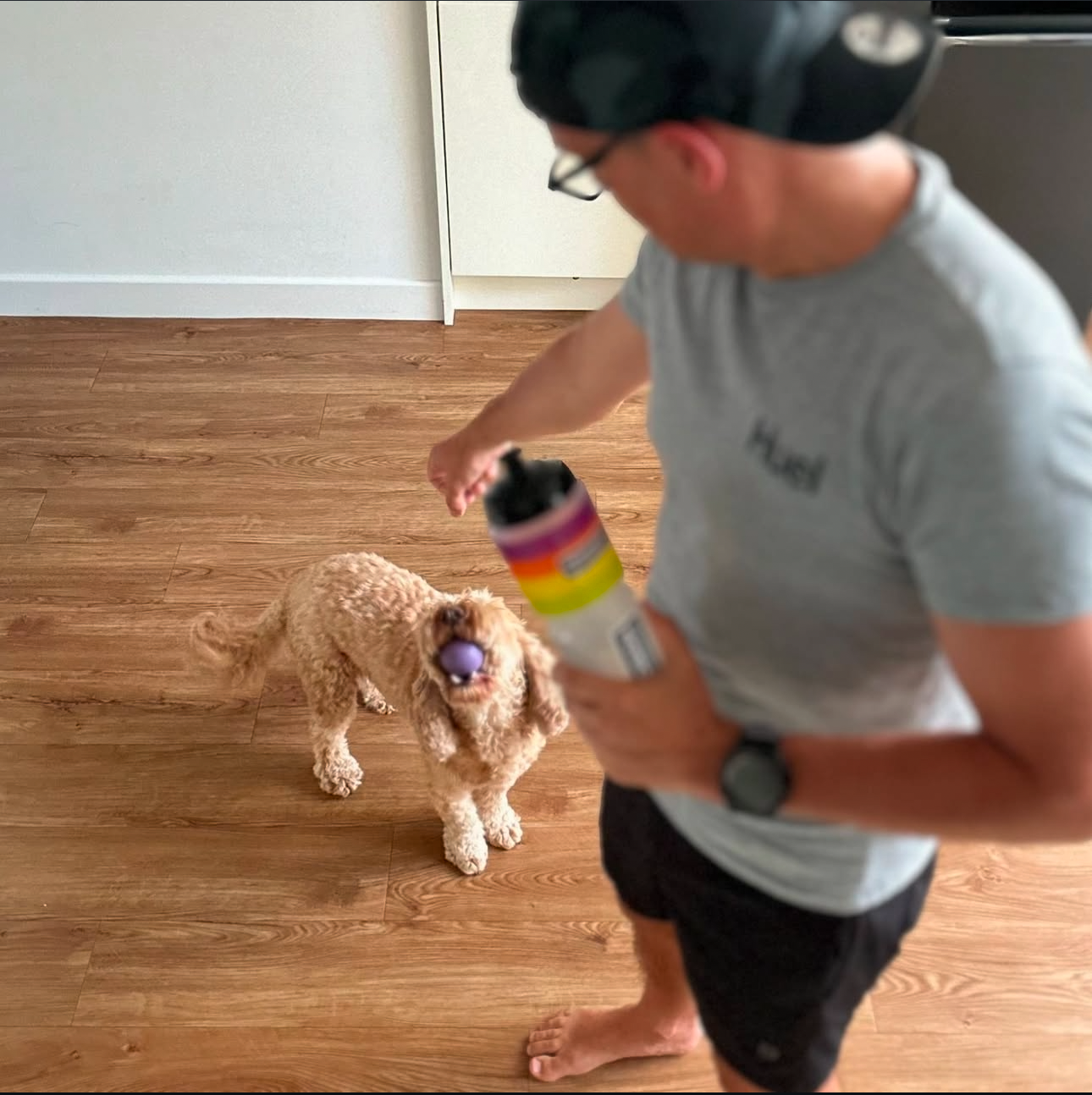 JM and his dog after a pacing run