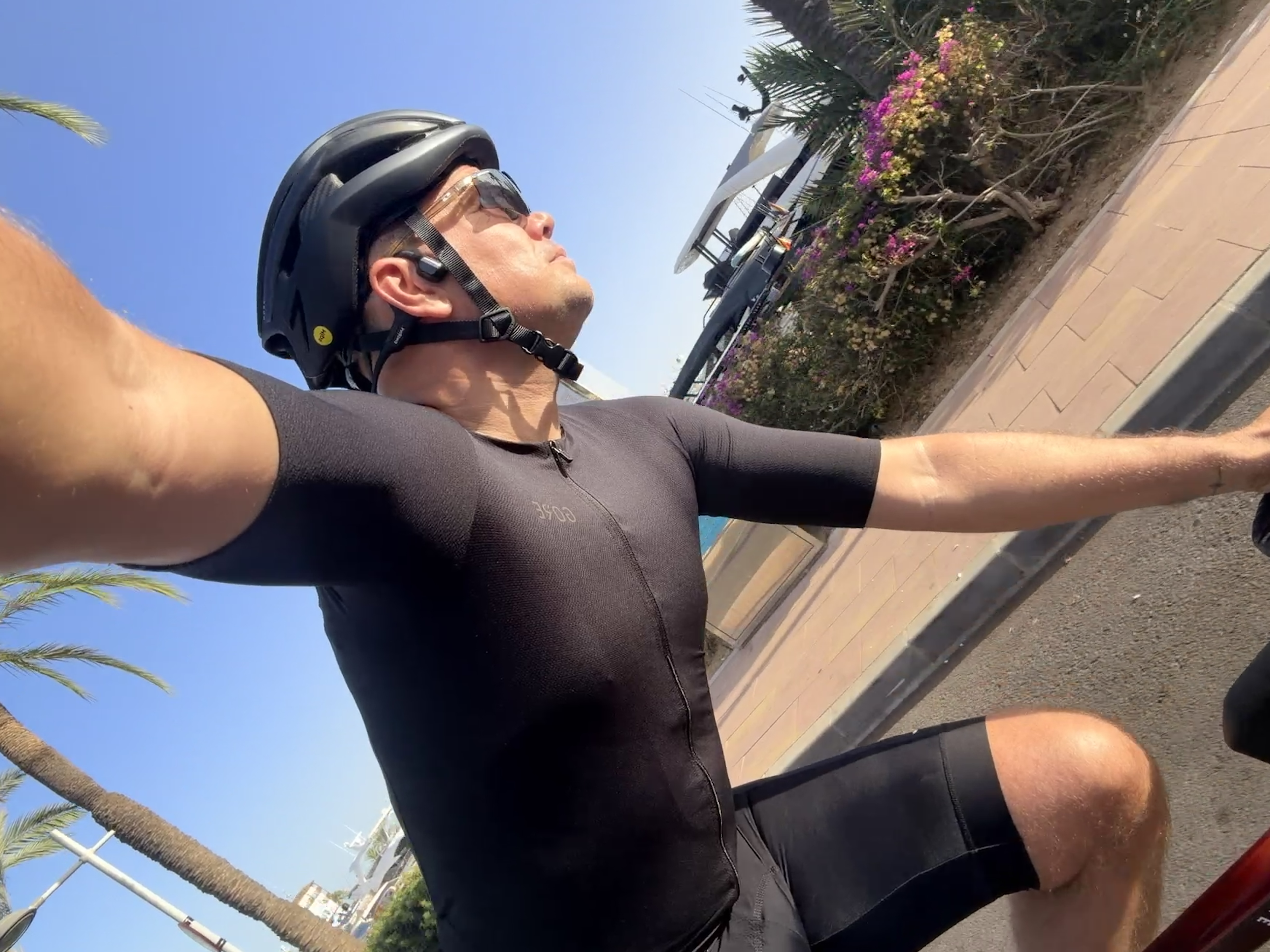 JM riding road bike in Mallorca during triathlon training trip