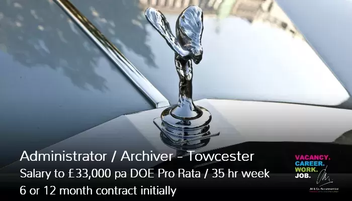 Administrator Archivist Job Vacancy Near Towcester Northamptonshire
